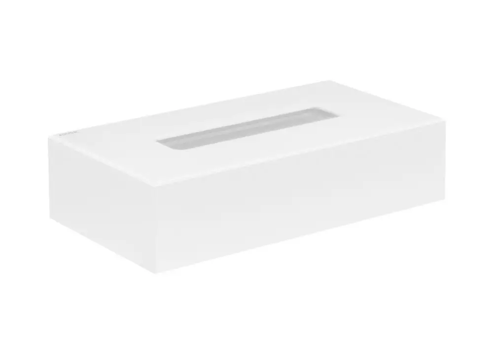 Kosmetiktuchbox in Weiß von AXOR, rechteckige Form mit einem Schlitz für den Zugriff auf die Tücher, unauffälliges und funktionales Design.
